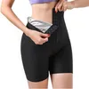 Midje mage shaper kvinnors svettformat termo hög midja byxor bastu passar body shaper midje tränare slant bastu shorts fitness leggings 231021