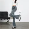 Kvinnors jeans som säljer hög midja fransade mikrohögtalare i lager Autumn Spicy Girl Slim Fit and Slantbyxor Long Pantselo