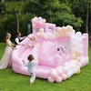 Romântico Rosa Casamento Bouncy Castle Party Bounce House Inflável Bouncer Playhouse Jumper Trampolim para Adultos Crianças Festas de Aniversário Eventos com Ventilador