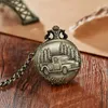 Pocket Watches 2023 Top Brand Bronze Creative Mechanical Antique Chain Watch Cycle Truck Lorry för män Kvinnor barn 3D -mönster