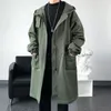 Men's Trench Coats L-8XL Mens Coat Spring Autumn Male Jacket Long Zipper Hooded Loose Fashion Handsome Windbreaker Clothes Hw138