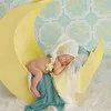 Hårtillbehör Född POGRAFI PROPPS handstickad baby långa svanshattar virkade månstjärna cap spädbarnsdräkt