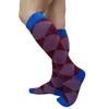 Men's Socks Softy Cotton Mens Knee High Plaid Formal Dress Suit Gentlemen Business Sexy Stocking Long Tube Hose