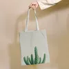 Sacs de rangement Plantes vertes d'été et motif de cactus Sac à provisions réutilisable Toile Fourre-tout Impression Eco Shopper Épaule