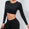 Active Shirts Yoga Workout Backless Bra Gym Women Fitness Long Sleeve Crop Top With Chest Pad Running Quick Dry Slim Sexy