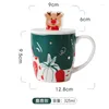 Tazze Tazza di Natale Coppia di cartoni animati Coppia di tazze Alce Pupazzo di neve in ceramica con coperchio Produttore di set d'acqua