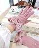 Five Fingers Gloves Striped Bow Cashmere Gloves Korean Ladies Winter Gloves Fashion Cute Touch Screen Five Finger Cashmere Warm Women Gloves A431 231021