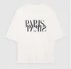 Bings Avi Camiseta Mujeres Marfil White París Tamisas Patrón de letras Copas sueltas Camas de manga corta