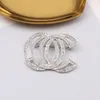 Broche de marque à breloque plaquée or 18 carats, Double lettre de luxe de styliste, broche classique pour femmes, bijoux de fête de mariage, 20 styles