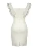 Grundläggande avslappnade kvinnor klänningar sommar söt elegant miniklänning kvinnor vit söt dubbel breast wrap höft kort klänning femme party club high street vestidos mujer 2024