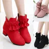 Boots Girls' Fashion Short 2023 Autumn/winter Children's Brand Pink High Heels Ankle Princess Shoes Baby Kids Plush