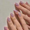 偽の爪24pcs勾配少女のための短い偽のネイルペーストDIYの再利用可能な指先マニキュアツールの人工プレス