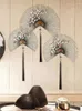Figuritas decorativas, ventilador de Metal, decoración de pared, decoración grande, adorno para pasillo de flores, estante colgante, ventiladores modernos de Abanico 50SZ