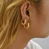 Hoop Ohrringe 2PC Einfache Glänzend Oval Für Frauen Männer Edelstahl U-förmigen Huggie Punk Unisex Rock Ohrring Piercing schmuck