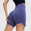 Aktiv shorts Kvinnor Yoga Fitness Tight Pants Side DrawString Design Sportwear Gym Push Up Workout Running High Midist Sports