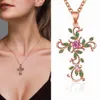 S925 Silver Pendant Cross Necklace for Women Man, 5A CZ Birthstone Halsband för tonårsflickor gåvor för alla hjärtans dag, födelsedagsmycken gåva till henne