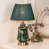 Настольные лампы, креативная роскошная прикроватная настольная лампа, современные зеленые керамические светодиодные китайские светильники для дома, гостиной, спальни, украшения