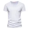 Erkek Tişörtleri Pamuklu Erkek Gömlek Tops V Boyun İnce Kısa Kollu Tees Yüksek kaliteli moda fitness Tişört S-5XL