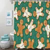 Christmas Gingerbread Man Shower Curtain Waterproof Xmas Theme Bathroom Polyester Fabric Bathroom Decor