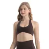 Yoga outfit 2023 nylon kvinnor halter sport bh hög stöd påverkar ruched fitness gym topp träning kläder push-up corset pad activewear