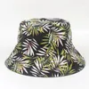 Berets Unisex Panama Bucket Hat Women Men Bob Man 2023 Leaf Print Double-sided Fishing Fisherman Hip Hop Reversible Sun Cap