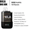 Okla Digx 8000 Puff Disposable Vape Puff 8K ångor Disponibla Puff E -cigarett med smart skärmdisplay 500 mAh 15 ml Uppladdningsbar typec OEM 545