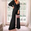 Kobiety Jumpsuits Rompers kombinezon kobiety eleganckie biuro ułożyły bodysuit długie rękawy kombinezon seksowne czarne jedno kawał