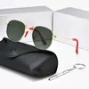 Brand Designer Sunglasses Men Alloy Frame Tempered Glass Lens Reflective Color Film Sheep Leather Foot Sleeve Gafas Sol