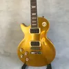 Nuova chitarra elettrica LP gialla in metallo personalizzata con tastiera in mogano. La chitarra della mano sinistra suona bene. Consegna gratuita