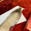 Créateur de mode Talon rouge de haute qualité pour femmes Talons hauts Sandales à semelles en cuir de luxe Talons fins incrustés de pantoufles à talons en strass 1-12cm Chaussures de dîner H0232