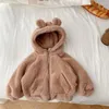 Jaquetas 2023 bebê meninos meninas casacos de inverno macio veludo quente bonito urso com capuz casual crianças sobretudos tops roupas infantis