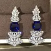 Dangle Earrings WUIHA 9K Solid White Gold Cushion Cut 8.25CT GRC Sapphire High Carbon Diamond Wedding Drop For Women Gift