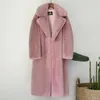 Femmes mélanges élégant Long hiver fausse fourrure manteau femmes mode manteaux en peluche en vrac de haute qualité épais chaud pardessus 231023