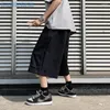 Herr shorts sommar tunt avslappnad överdimensionerade fasta bredben byxor overall manliga svarta khaki kläder lösa beskurna byxor