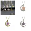 Pendant Necklaces New Fashion Moon Vintage Irregar Natural Stone Pendant Necklaces Necklace Mti Spar Quartz Crystals Jewelry Jewelry N Dhubm