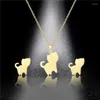 Necklace Earrings Set 10set/lot Stainless Steel Gold Color Dog Pendant Chain Stud Earring For Women Fashion Jewelry Wholesale