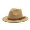 Berety groszy mężczyźni kobiety vintage szeroko rondo fedora kapelusz z klamrą paskową