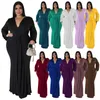 Plus Size Kleider Elegantes langes Partykleid V-Ausschnitt Ärmel Plissee in voller Länge Übergroße Vestidos Abendfrauenkleidung 2023