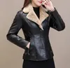 Women's Leather Faux Leather Autumn Short Leather Coat Women's Thickened Plushed Warm and Fur All in One Leather Coat 231023