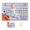 Nyfödd månatlig tillväxt Milestone Flanell Football Basketball Photography Props Bakgrund Tygminnesmattan Baby Filt M092B