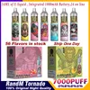 Oryginalny zestaw papierosowy Tornado 7000 Puffs Do dyspozycji Vape Elect Electronic Papalaretki 14 ml podwozie cewka 6 mlnowania kolorów za regulamenty 0% 2% 3% 5% fumot 7K Puff 7000