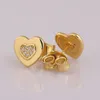 Stud Earrings Original Golden Signature Heart Earring With Crystal For Women 925 Sterling Silver Gift Fine Europe Jewelry