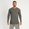 T-shirts pour hommes marque couleur unie Fitness mode manches longues musculation respirant sport automne et hiver tendance chemise mince
