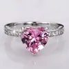 Cluster Ringen Huitan Hart Zirconia Voor Vrouwen Zilver Kleur Bruiloft Eeuwigheid Liefde Verjaardagscadeau Klassieke Sieraden Groothandel