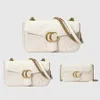 Дизайнерская сумка роскошные сумочки Marmont плеч для плеча женская мода по кроссускую цепь конверт черный классический подлинный кожаный сумки 3 размер с серийным номером