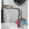 Bathroom Sink Faucets Black Digital Temperature Display Basin Faucet Brass Waterfall Tap And Cold Water Pull Out Mixer