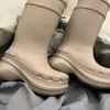 Stivaletti balenciashoes Stivali da pioggia alti a cassetta da donna Scarpe a vita alta con suola spessa Scarpe antipioggia impermeabili Stivali lunghi in gomma Donna Z8HAL