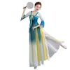 Stadiumkleding Chinese klassieke danskostuum Vrouwelijke Oosterse traditionele Hanfu-jurk Elegante oude Yangko-prestaties