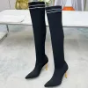 Balmais Elastic Knee Length高品質のニットブーツウールブーツ汎用性とファッショナブル