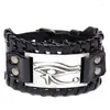 Charm Armbanden Viking Armband Vintage God Eye Leer Voor Mannen Premium Eerste Tier Paardenhuid Breed Cadeau